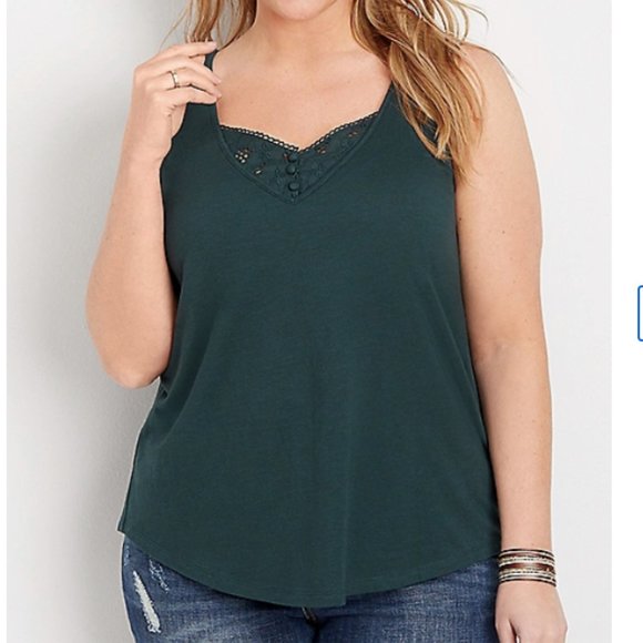 Maurices Navy Blue Lace Accent Tank Top - Picture 3 of 8